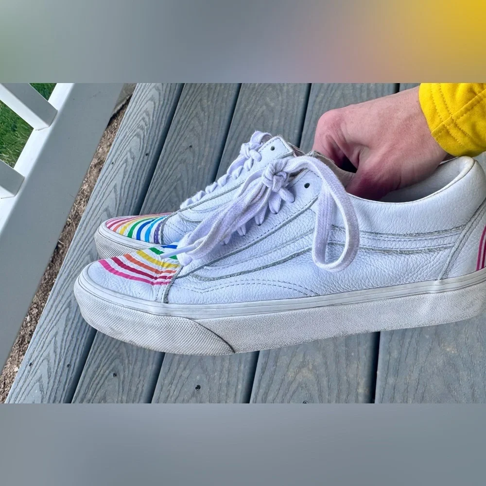 Vans Old Skool Leather Flour Shop Rainbow shoes size 9